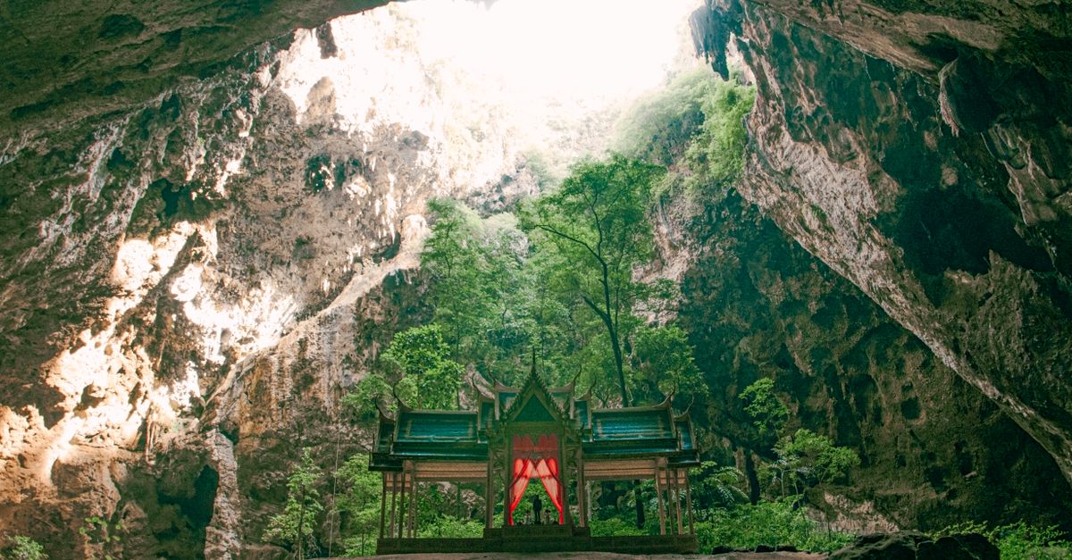 Explore the serene pavilion inside Phraya Nakhon Cave at Khao Sam Roi Yot National Park, Thailand.