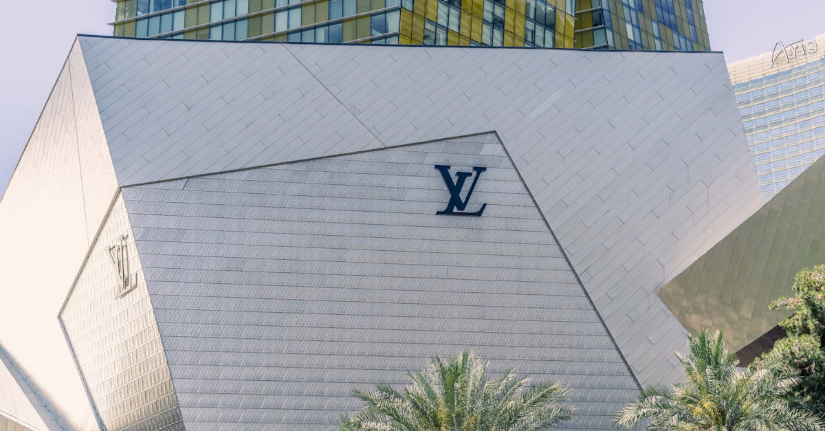 A striking view of the Louis Vuitton store on the Las Vegas Strip showcasing modern architecture.
