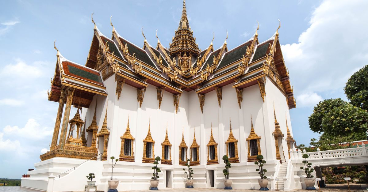 The stunning design of a temple at the Grand Palace, Bangkok, Thailand.