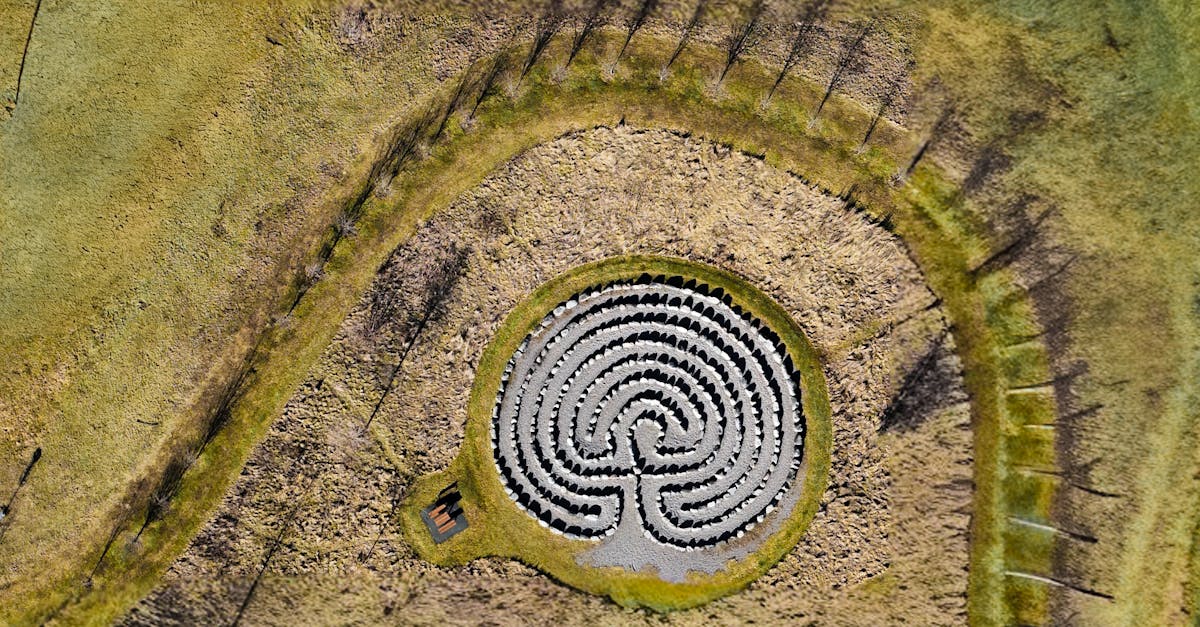 Discover the intricate stone labyrinth from above, located in the scenic Jonkoping County, Sweden.